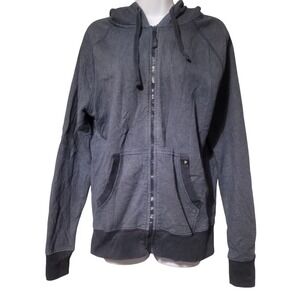 Pact Hoodie Womens Full Zip Sweatshirt Navy Blue Drawstring Organic Cotton SMALL